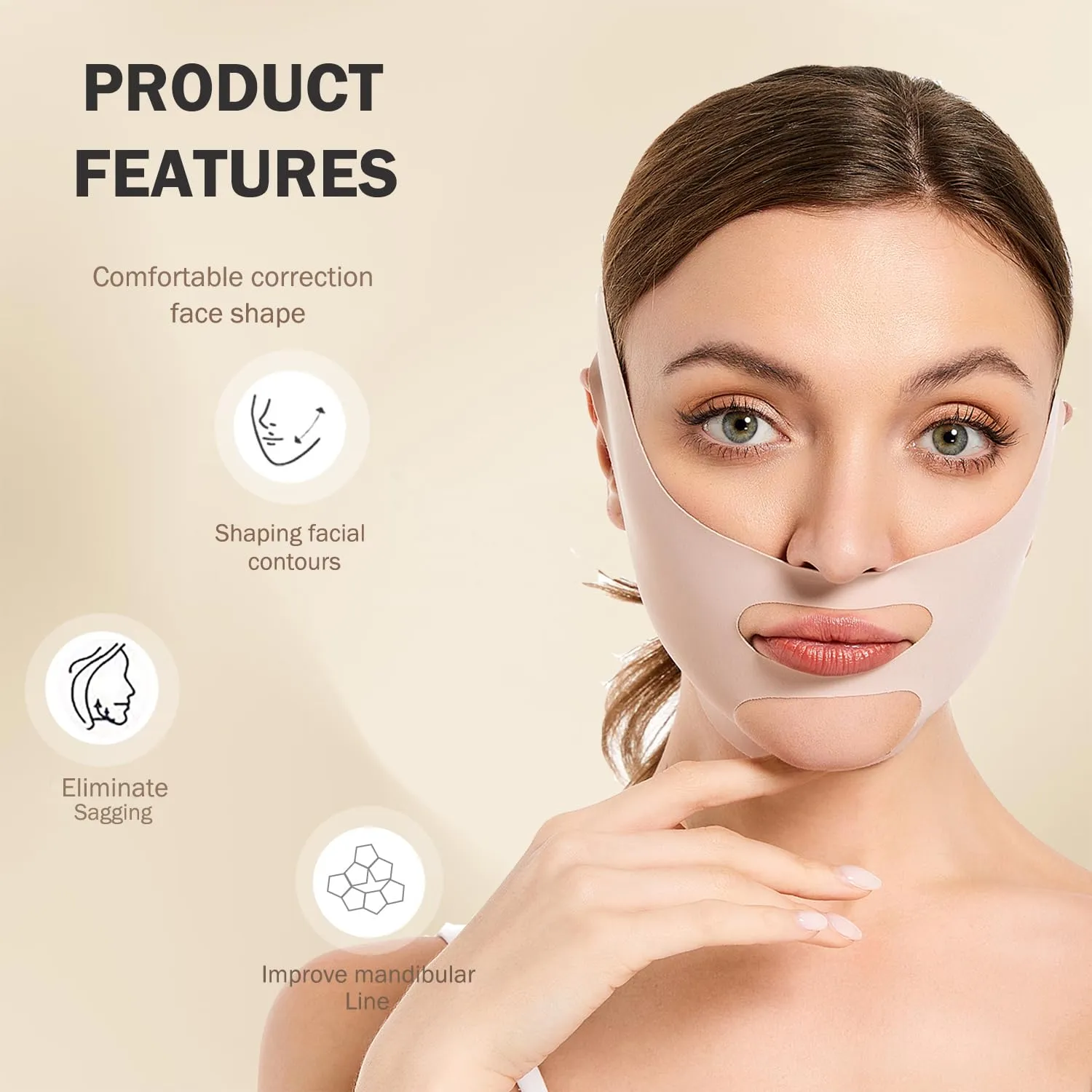 MASIKA Chin Strap for SleepingV-Line Mask,V-Line Lifting ChinstrapJaw Exerciser, Reusable Face Strap.Jaw Strap,Jawline Shaper,Double chin strapChin lifting strapFace lifting strapPink,M