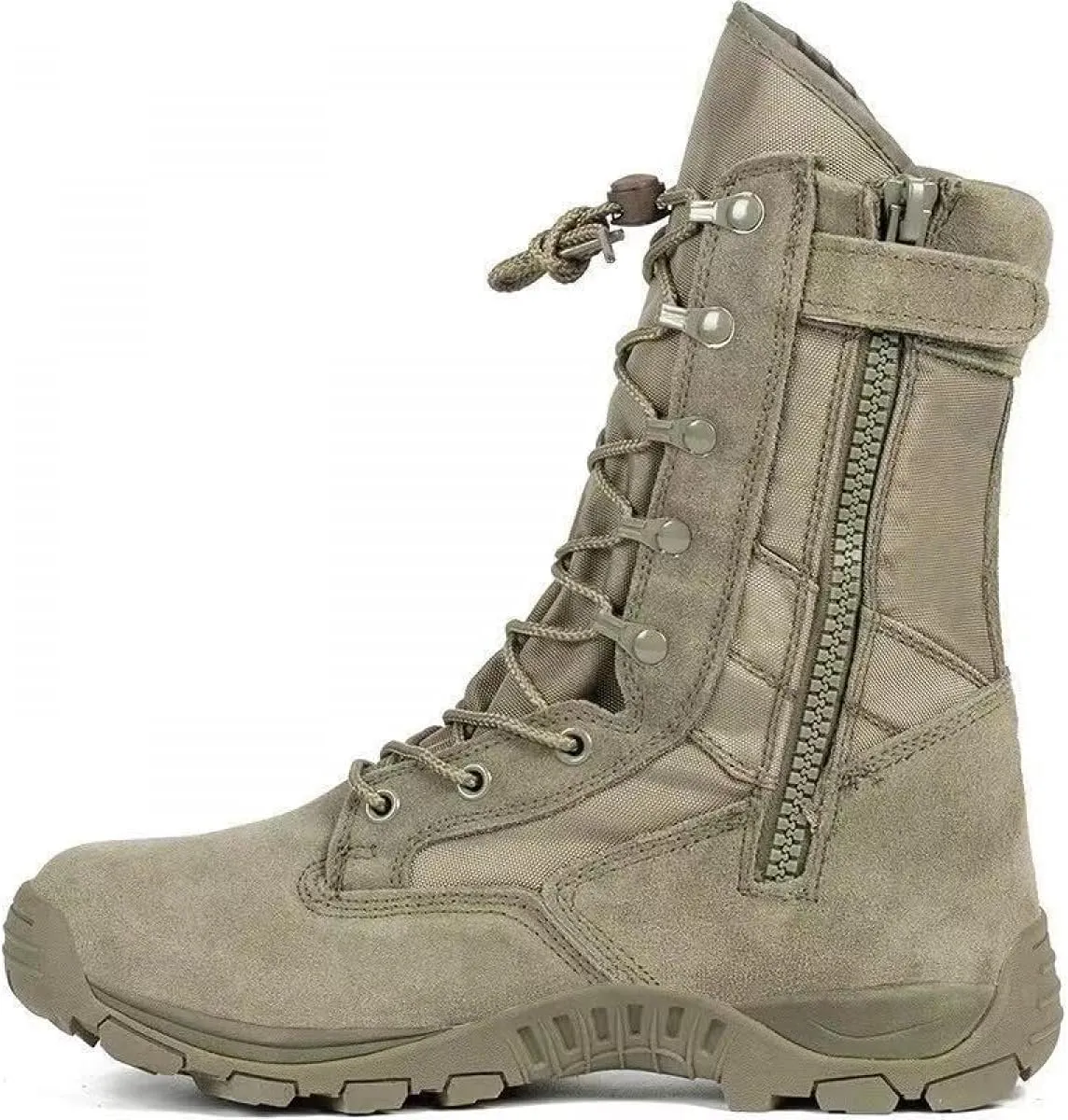 Mens 8 inch Tactical Military Combat Swat Desert Boots Hiking BootsTrekking Backpacking Outdoor Work Boots with Zipper