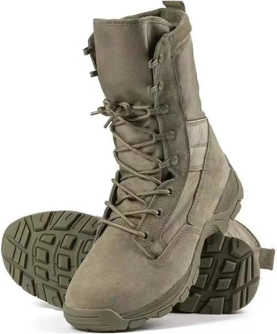 Mens 8 inch Tactical Military Combat Swat Desert Boots Hiking BootsTrekking Backpacking Outdoor Work Boots with Zipper