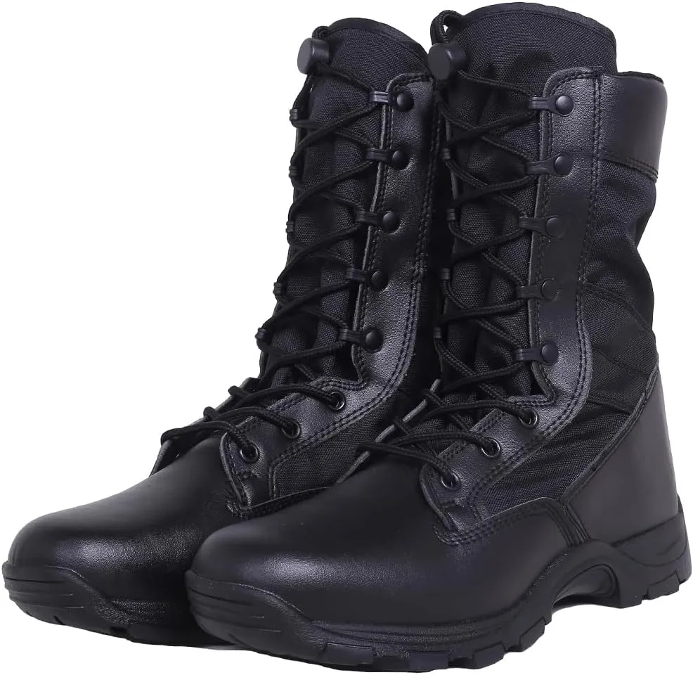 Mens 8 inch Tactical Military Combat Swat Desert Boots Hiking BootsTrekking Backpacking Outdoor Work Boots with Zipper