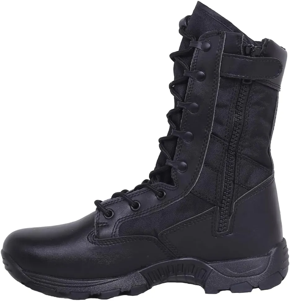 Mens 8 inch Tactical Military Combat Swat Desert Boots Hiking BootsTrekking Backpacking Outdoor Work Boots with Zipper