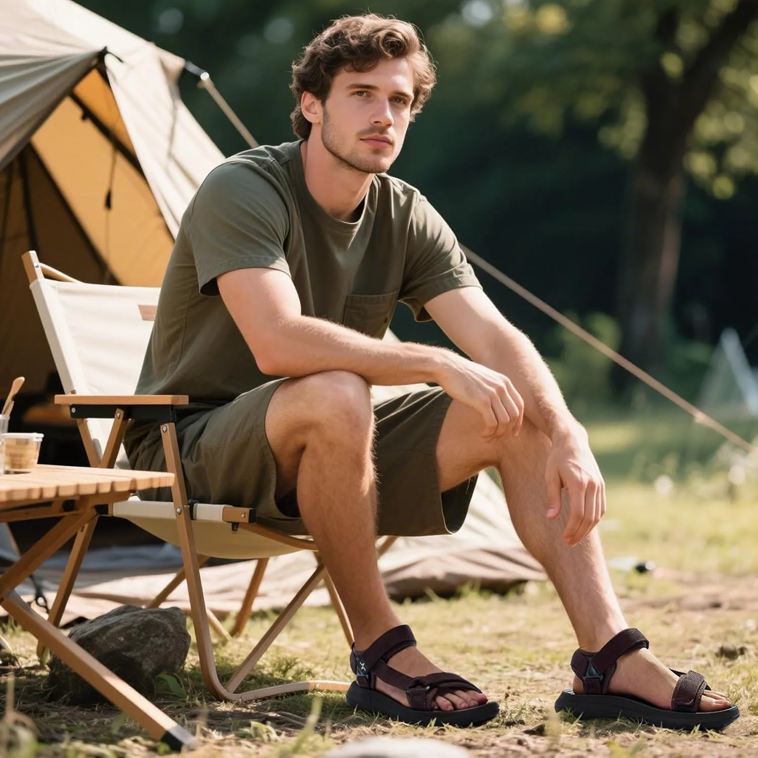 Mens Hiking Sandals with Arch Support - Cushion Sport Athletic Walking Sandles Outdoor Summer Comfortable Casual Waterproof Beach Water Sandal for Wide Feet