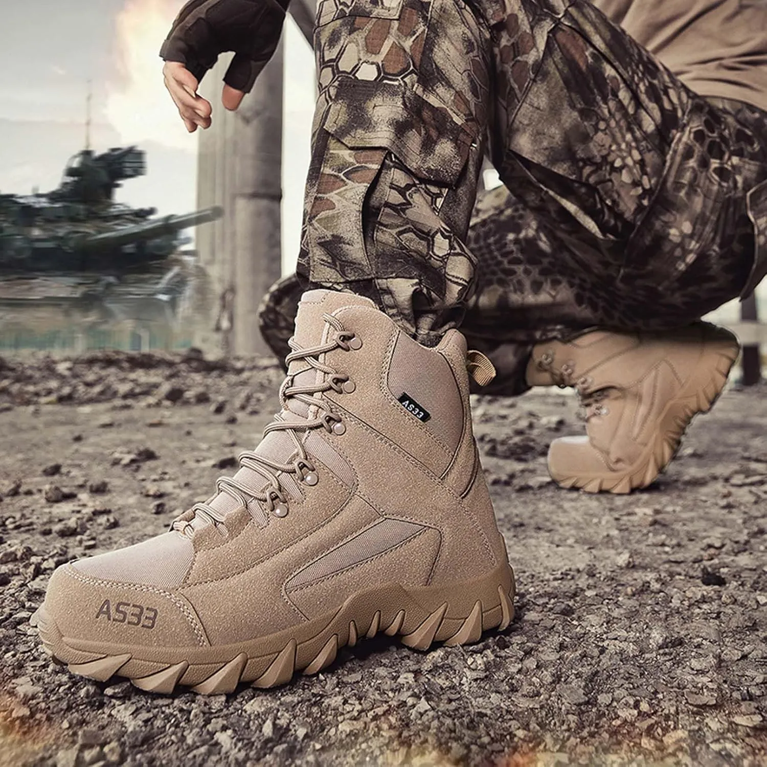 Men's Military Hiking Boots 6 Inches Work Boots Desert Boots lightweight Tactical Combat Boots
