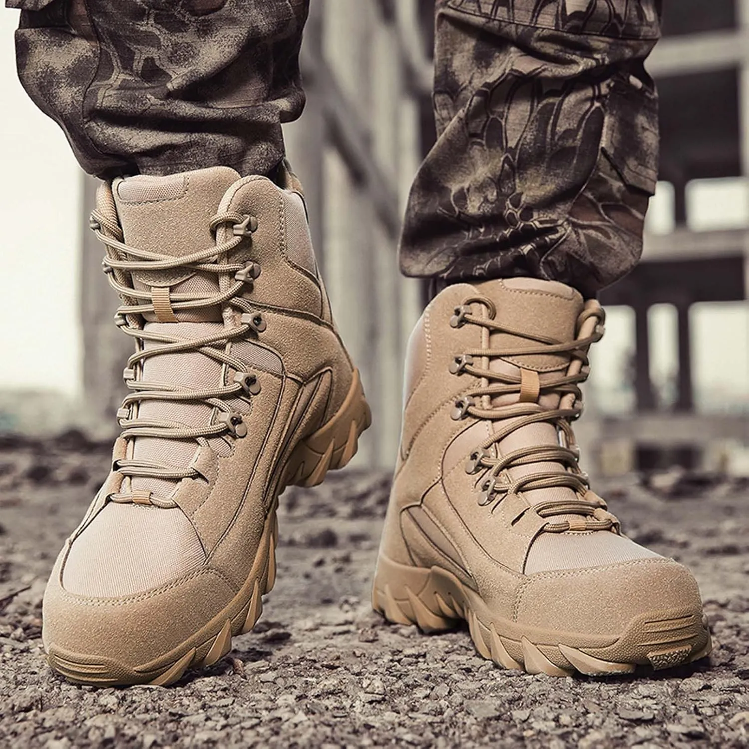 Men's Military Hiking Boots 6 Inches Work Boots Desert Boots lightweight Tactical Combat Boots