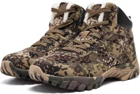 Men's Snow Boots Warm Fur Lined Camouflage Winter Hiking Boot Non-Slip Outdoor Work Shoes