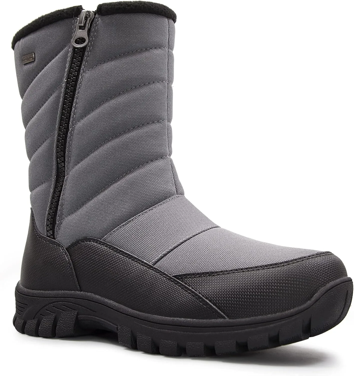 mysoft Mens Winter Snow Boots Waterproof Insulated Mid-Calf Hiking Boot Fur Lined Warm Outdoor Tall Shoes Lightweight