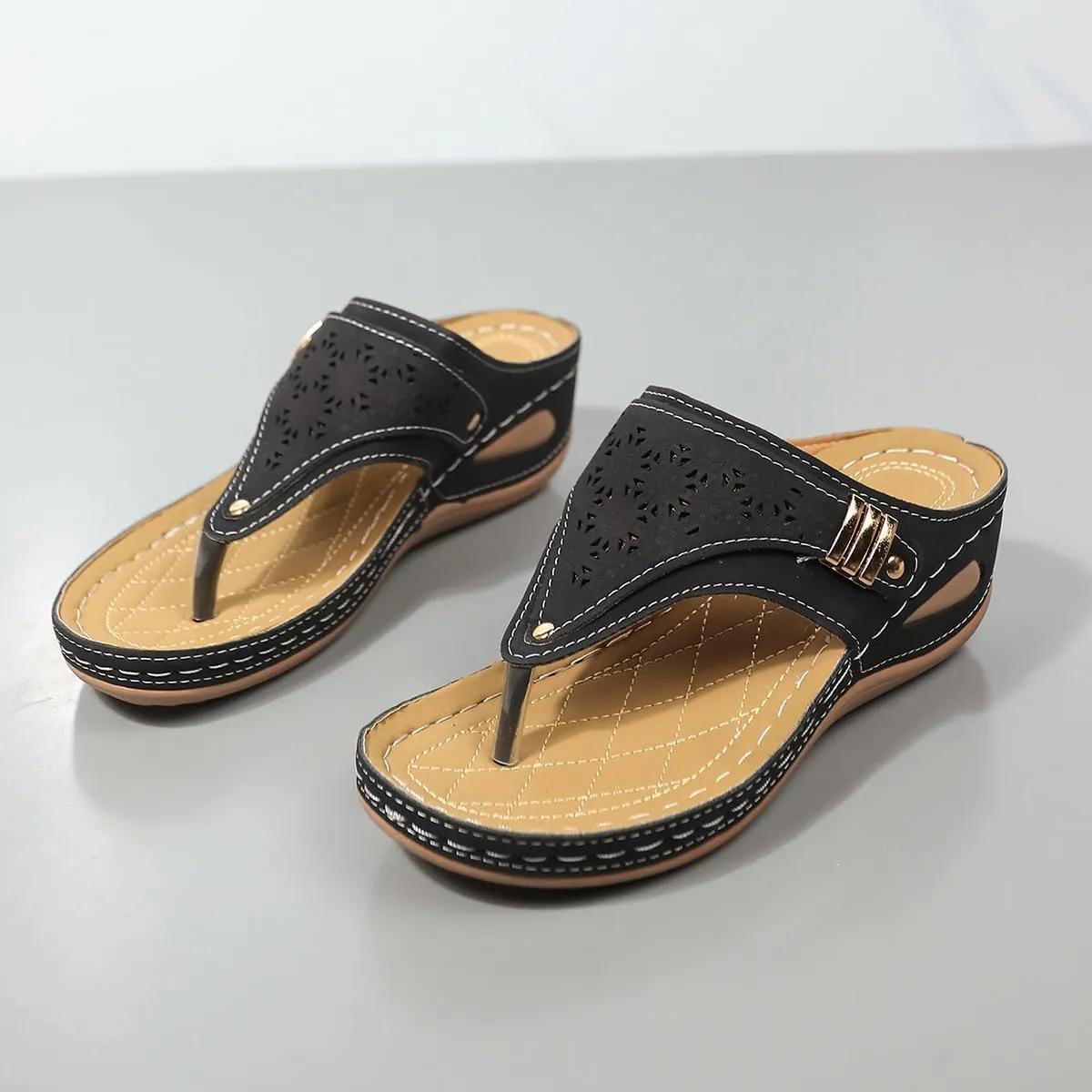 Orthopedic Sandals for Women,2025 Arch Support Wedge Casual Comfortable Orthopedic Flat Open Toe Platform Non-Slip Summer Beach Sandals Dress Shoes