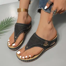 Orthopedic Sandals for Women,2025 Arch Support Wedge Casual Comfortable Orthopedic Flat Open Toe Platform Non-Slip Summer Beach Sandals Dress Shoes