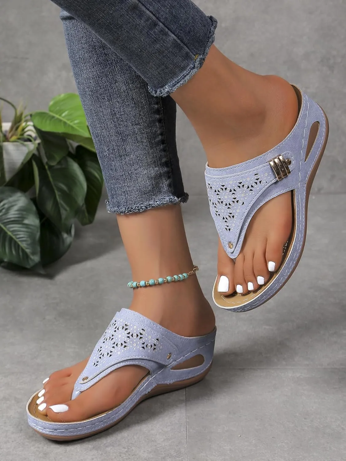 Orthopedic Sandals for Women,2025 Arch Support Wedge Casual Comfortable Orthopedic Flat Open Toe Platform Non-Slip Summer Beach Sandals Dress Shoes