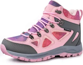 R CORD Kids Hiking Boots Girls Hiking Boots Waterproof Non-Slip for Outdoor Lace-Up Closure Durable TPR Traction Outsole Kids Hiking Shoes