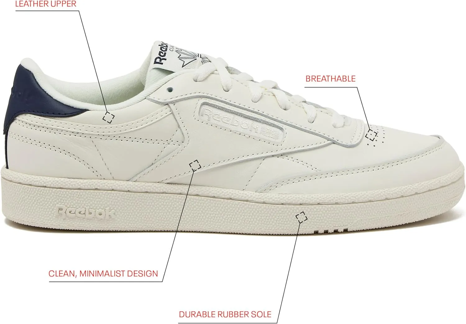 Reebok Men's Club C 85 Tennis Shoes, Casual Fashion White Sneakers