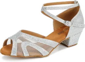 Rhinestones Ballroom Dance Shoes Women Latin Salsa Bachata Performance Dance Shoes Suede Sole