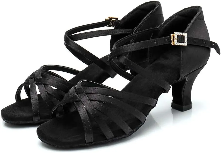 RoseMoli Women's Latin Dance Shoes Satin Professional Ballroom Salsa Practice Performance Dance Shoes