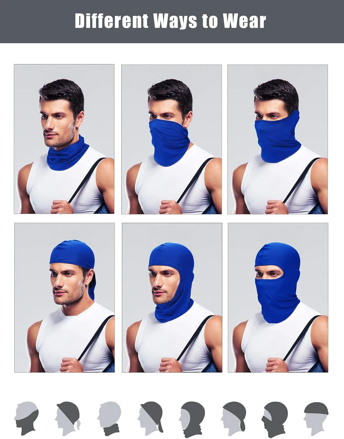 SATINIOR 9 Pcs Ski Mask for Men Full Face Cover UV Sun Protection Cooling Balaclava Neck Gaiter Clothing Scarf Bandana