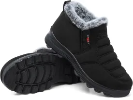 SHIBEVER Winter Boots for Women Snow: Winter Fur Lined Warm Comfortable Woman Boots Casual Low Resistant Black Size 5 Booties