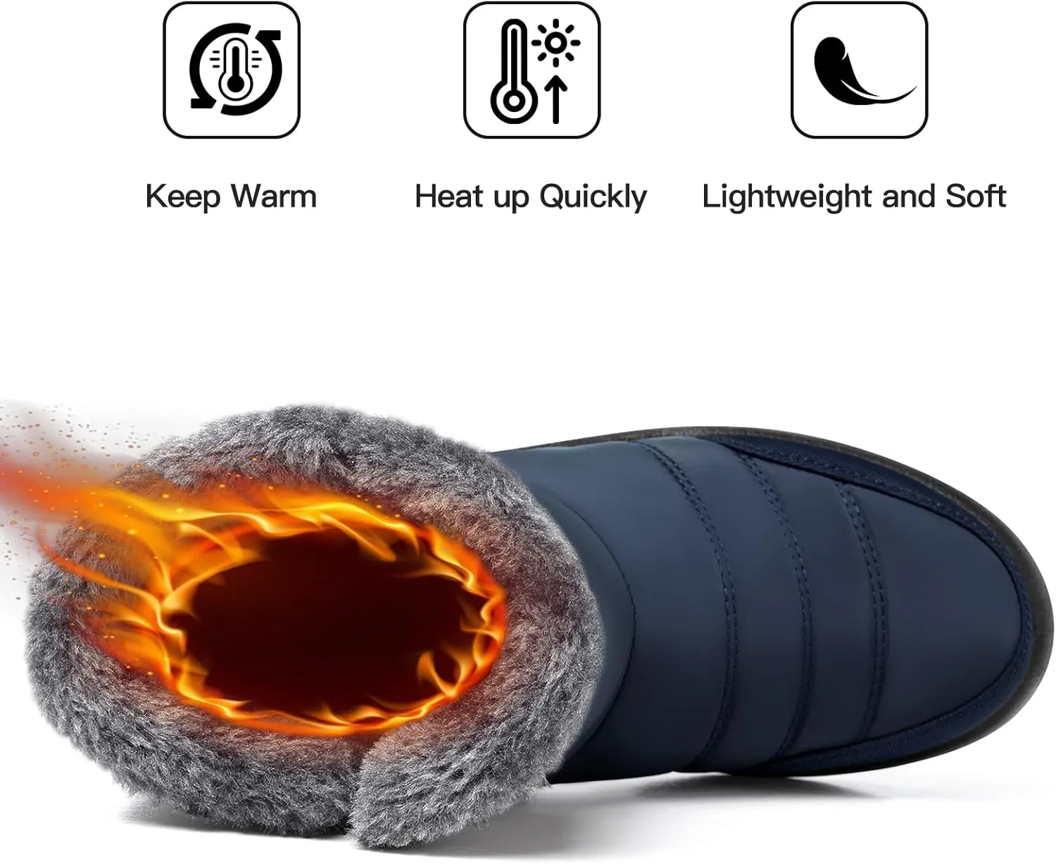 SHIBEVER Women Winter Snow Boots: Black Waterproof Walking Booties Non Slip Fur Lined Warm Outdoor Ankle Short Boot