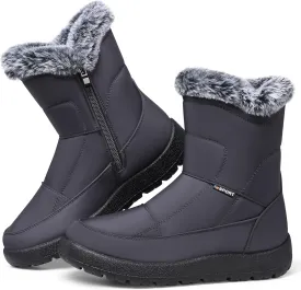 SHIBEVER Womens Winter Boots Warm: Womens Waterproof Snow Boots Ankle Casual Cold Weather Fur Lined Comfortable Booties