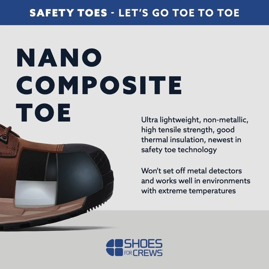 Shoes for Crews Senator, Men's Nano Composite Toe (NCT) Uniform Dress and Work Shoes, Slip Resistant, Water Resistant, Black, Size 9.5