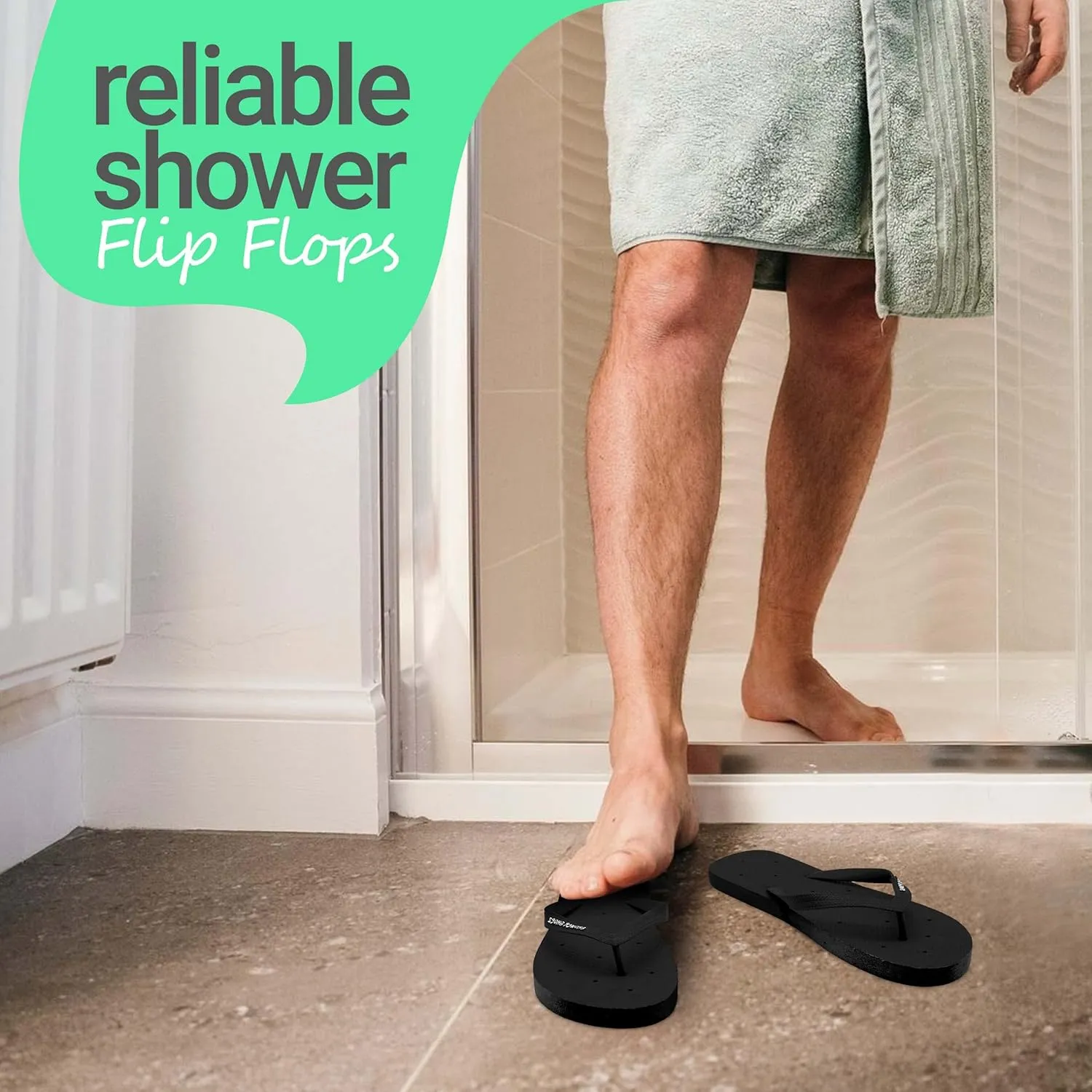 Shower Shoez Men's Non-Slip Gym Pool Dorm Water Sandals Flip Flops
