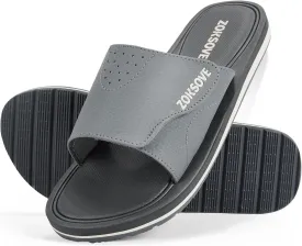 Slides for Men - Adjustable Slide Sandals Slip On- Open Toe Memory Foam Beach Sandals - Comfortable Summer Footwear for indoor/outdoor - Black 7