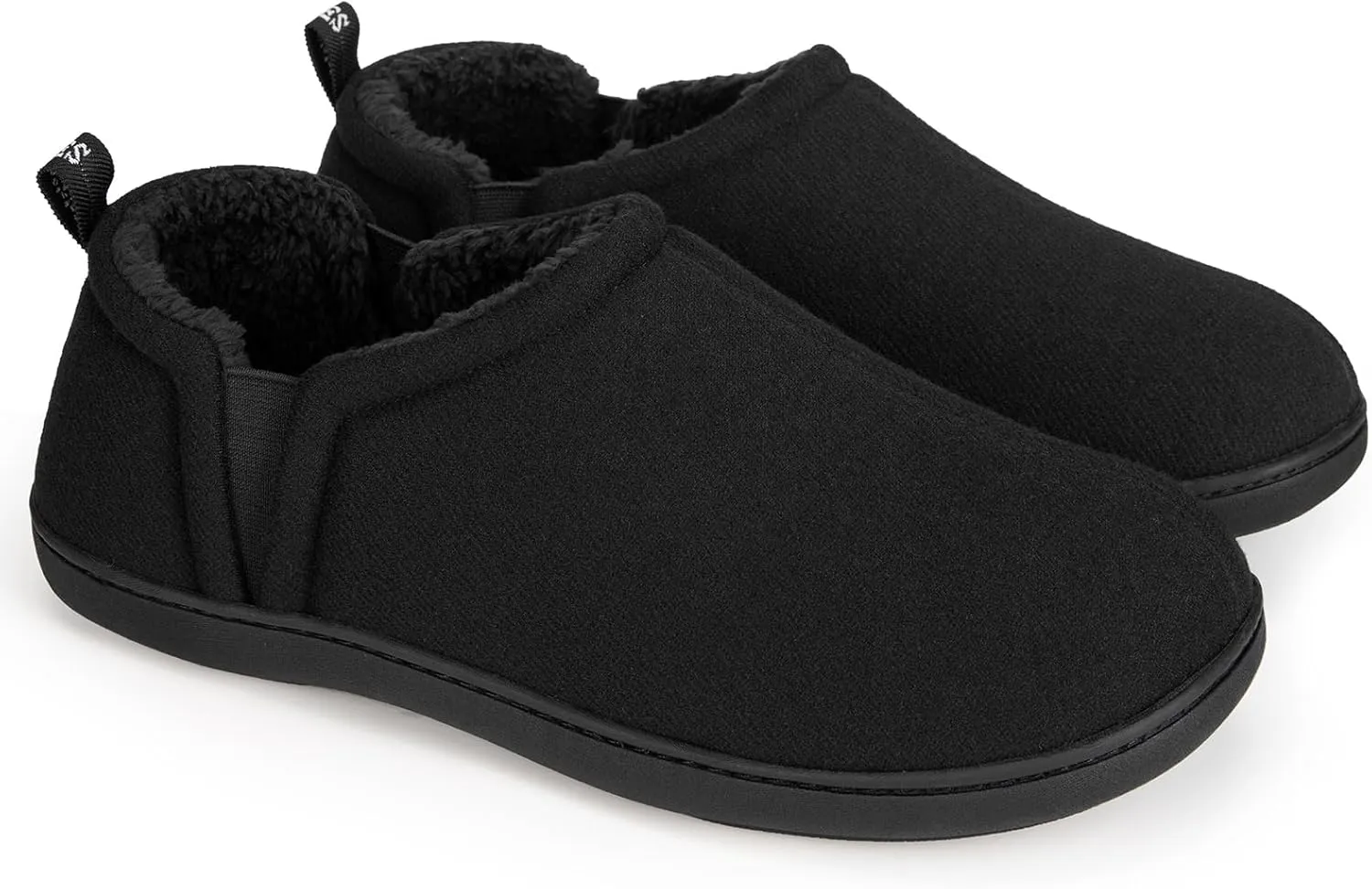 Snug Leaves Men's Faux Wool Slippers Comfy Warm Winter House Shoes with Elastic Gores