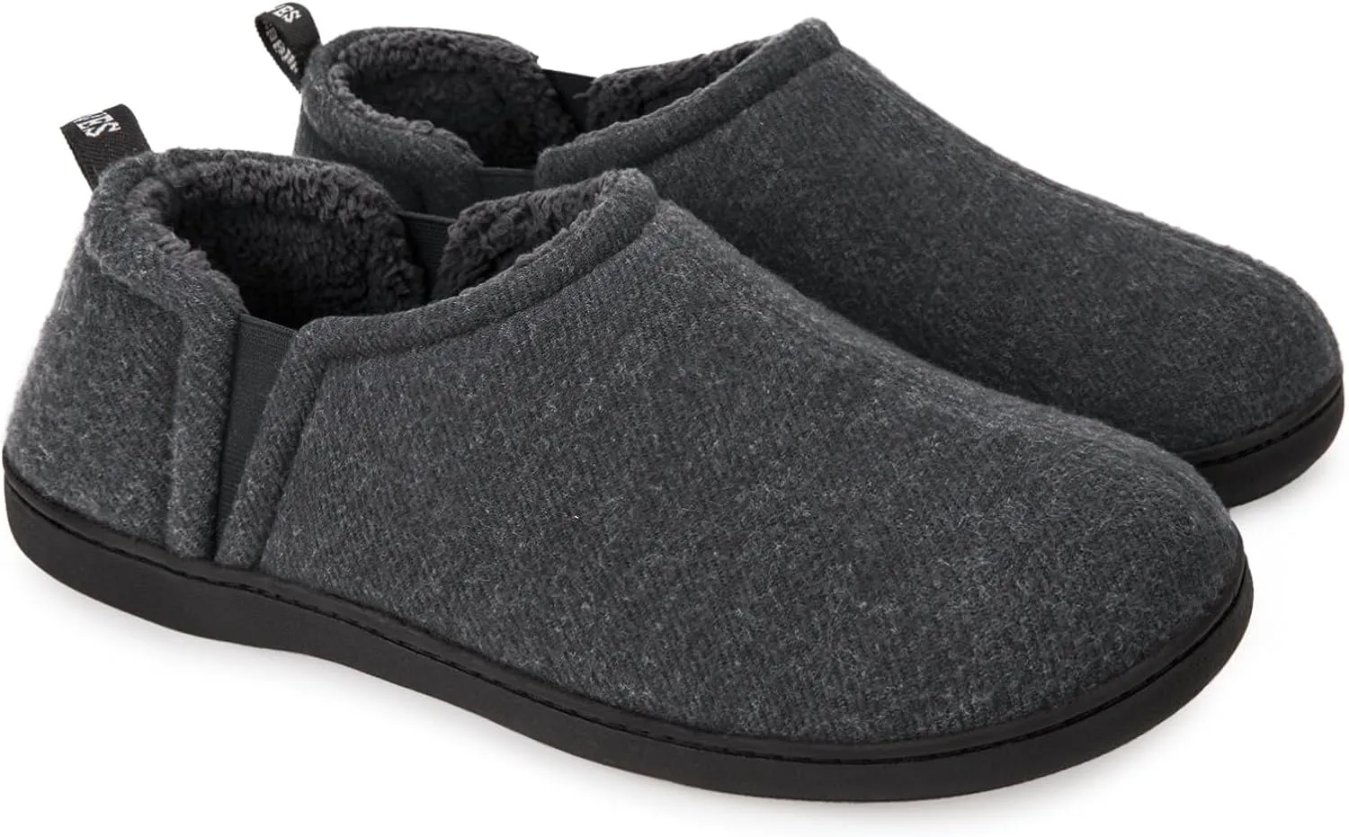 Snug Leaves Men's Faux Wool Slippers Comfy Warm Winter House Shoes with Elastic Gores