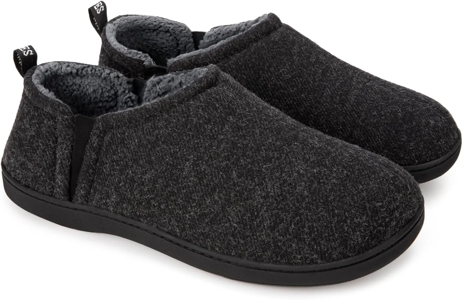 Snug Leaves Men's Faux Wool Slippers Comfy Warm Winter House Shoes with Elastic Gores