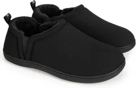 Snug Leaves Men's Faux Wool Slippers Comfy Warm Winter House Shoes with Elastic Gores