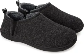 Snug Leaves Men's Faux Wool Slippers Comfy Warm Winter House Shoes with Elastic Gores
