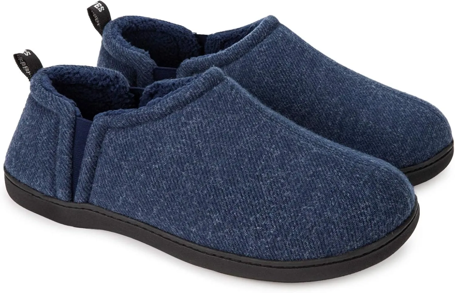 Snug Leaves Men's Faux Wool Slippers Comfy Warm Winter House Shoes with Elastic Gores