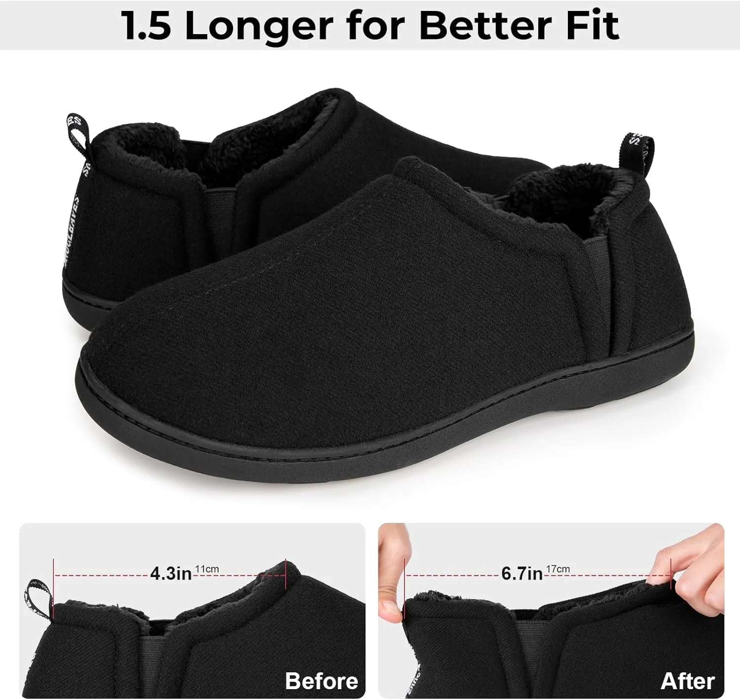 Snug Leaves Men's Faux Wool Slippers Comfy Warm Winter House Shoes with Elastic Gores
