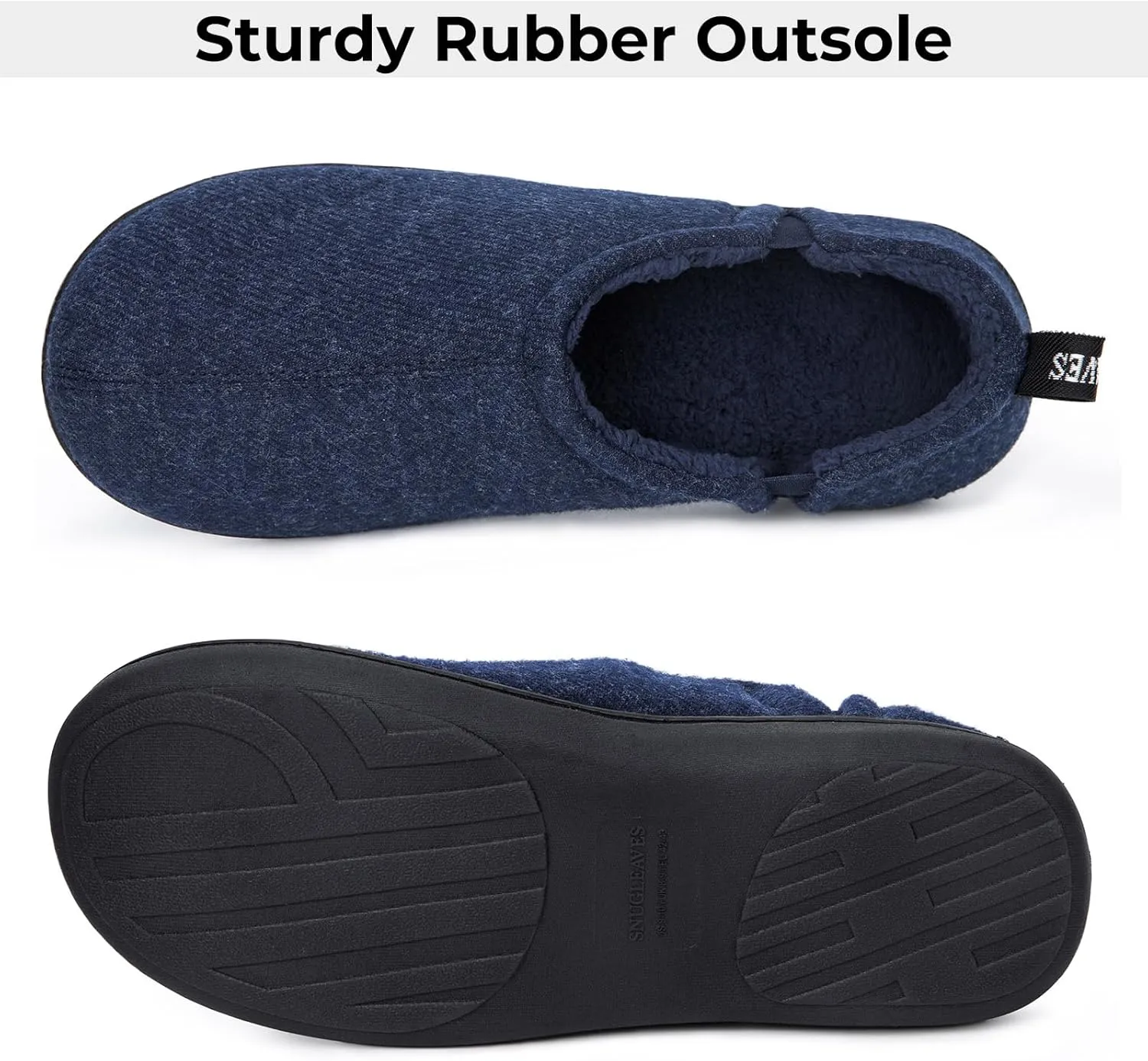 Snug Leaves Men's Faux Wool Slippers Comfy Warm Winter House Shoes with Elastic Gores