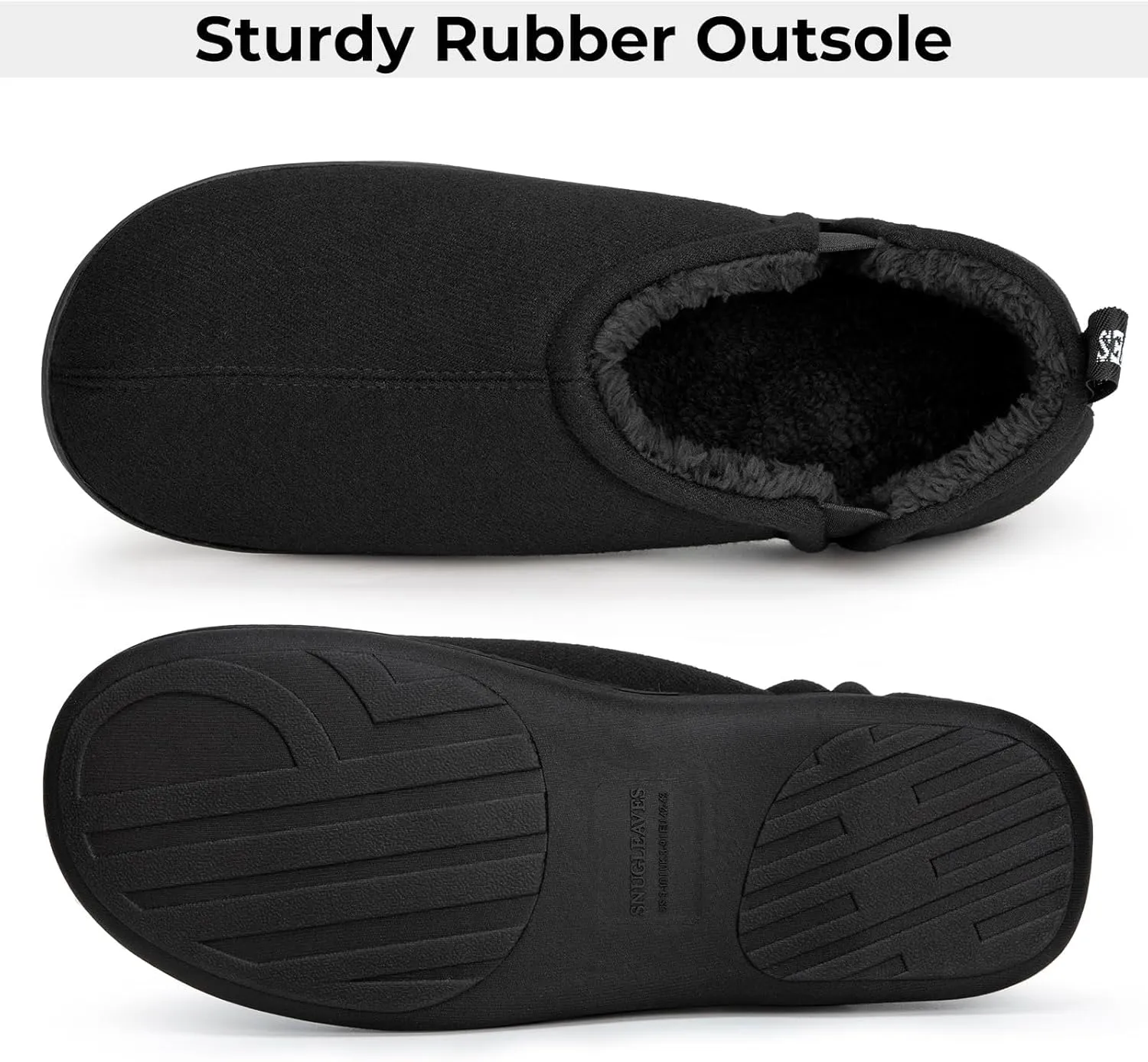 Snug Leaves Men's Faux Wool Slippers Comfy Warm Winter House Shoes with Elastic Gores