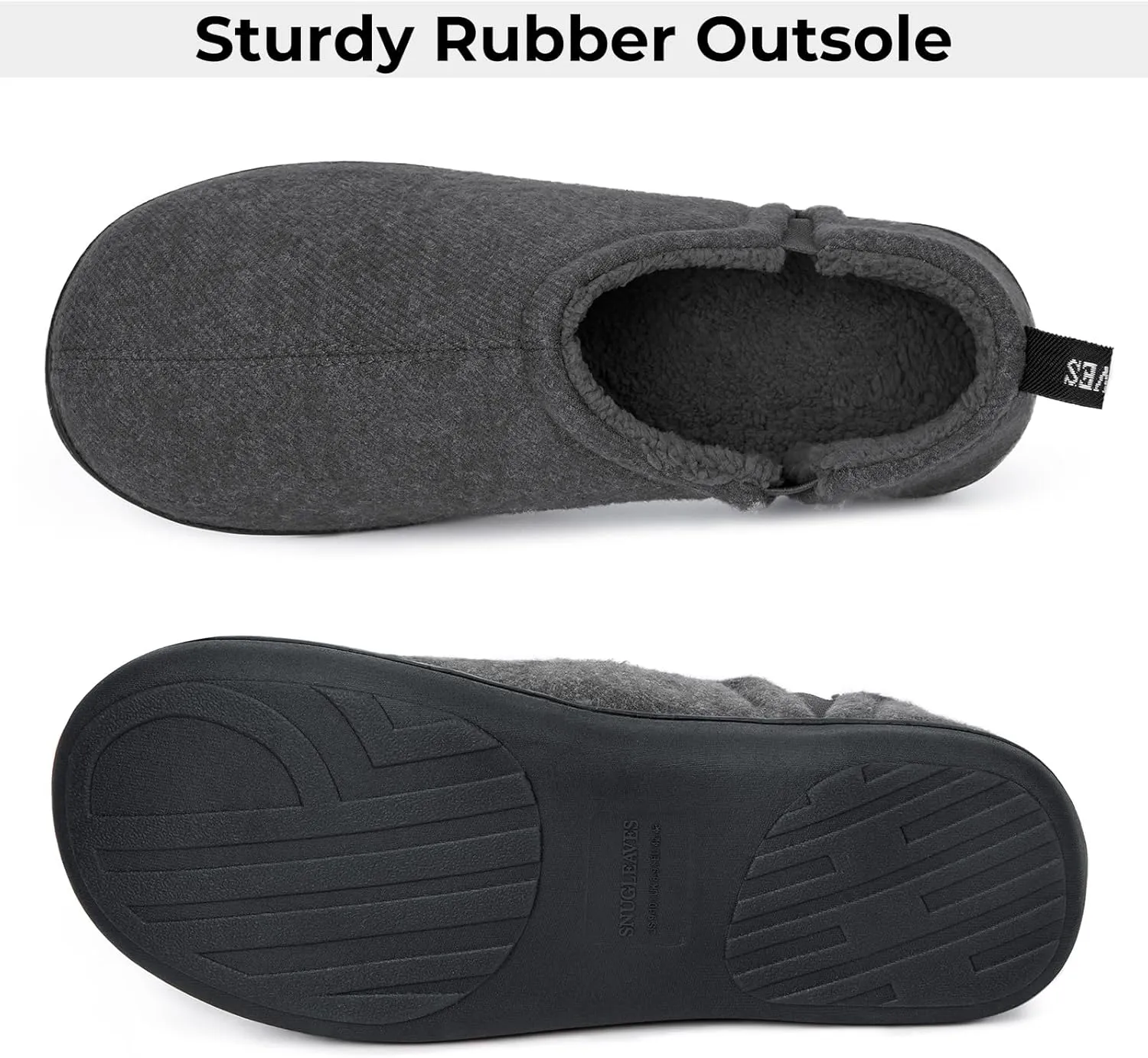 Snug Leaves Men's Faux Wool Slippers Comfy Warm Winter House Shoes with Elastic Gores