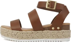Soda Top Shoe Bryce Open Toe Buckle Ankle Strap Espadrilles Flatform Wedge Casual Sandal