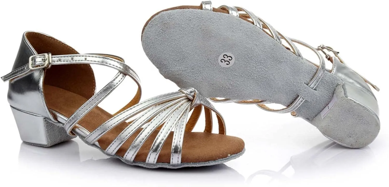 Summer Women Low Heel Sandals Satin Latin Dance Shoes Fashion Cross Straps Open Toe Ballroom Performance Dancing Wedding Shoes