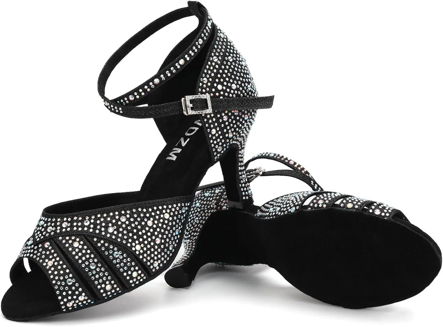 SWDZM Women Rhinestone Ballroom Dance Shoes Latin Salsa Performance Dancing Shoes
