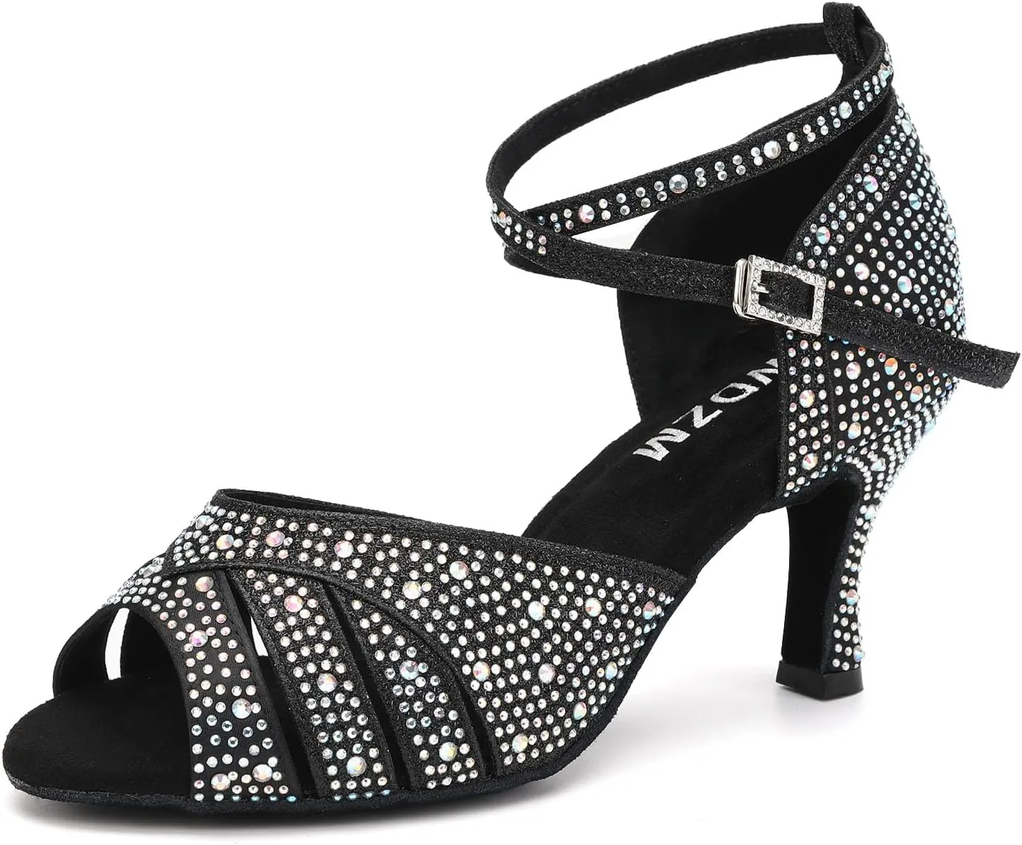 SWDZM Women Rhinestone Ballroom Dance Shoes Latin Salsa Performance Dancing Shoes