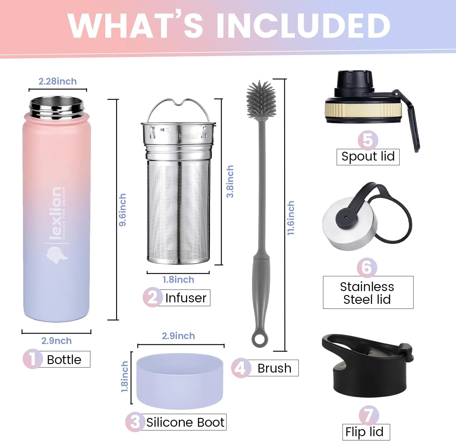 Tea Infuser Bottle - Fruit Infuser Water Bottle 22 Oz, Triple Walled Insulated Stainless Steel Bottle, Thermal Leaf, Silicone Sleeve, 3 Lids Leakproof, Metal Mug Gallon