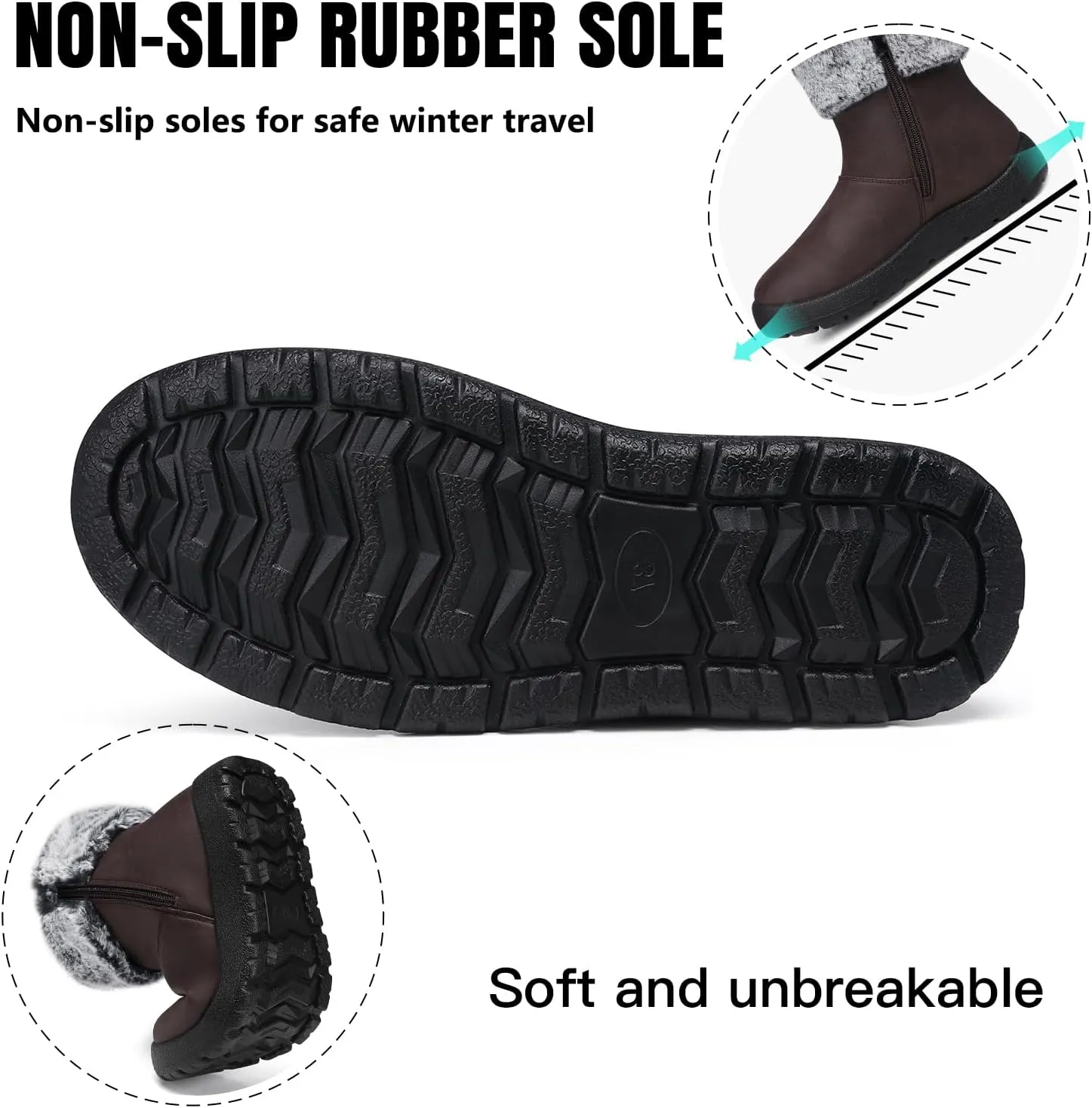 TEMOFON Women Winter Boots Waterproof: Fur Lined Ankle Booties, Wide Width Snow Boots, Warm Comfy, Walking Soft Winter Shoes Size 5-11