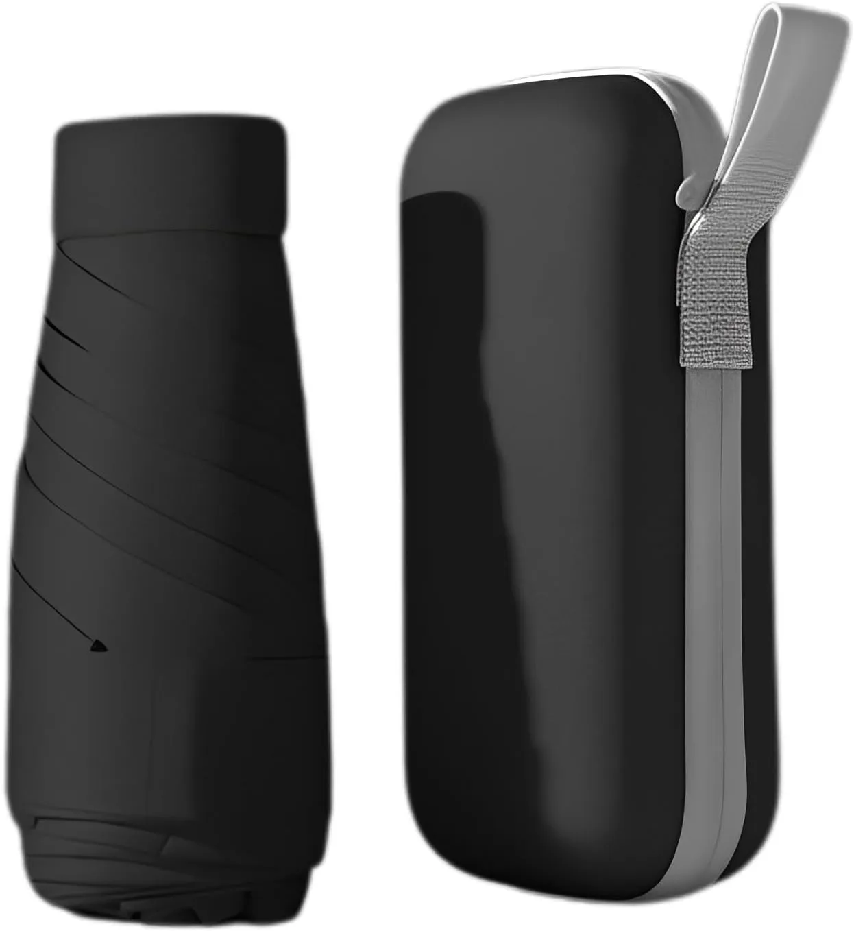 UPF50  Mini Travel Umbrella 15cm ?C Windproof Compact Parasol with Zippered Case (225g for Hiking/Pocket), UV Protection & Multi-Functional Key Holder