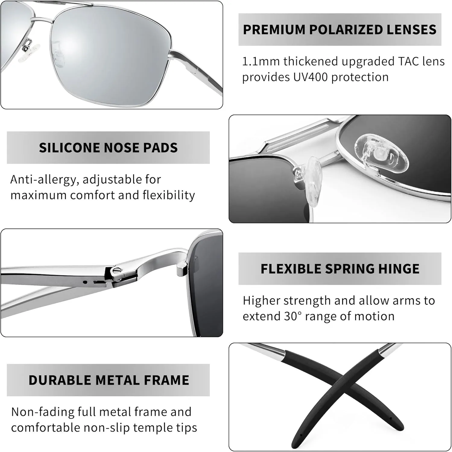 URUMQI Polarized Aviator Sunglasses for Men Women,UV400 Protection Lens, Ultra Lightweight Pilot Sun Glasses for Driving Golf