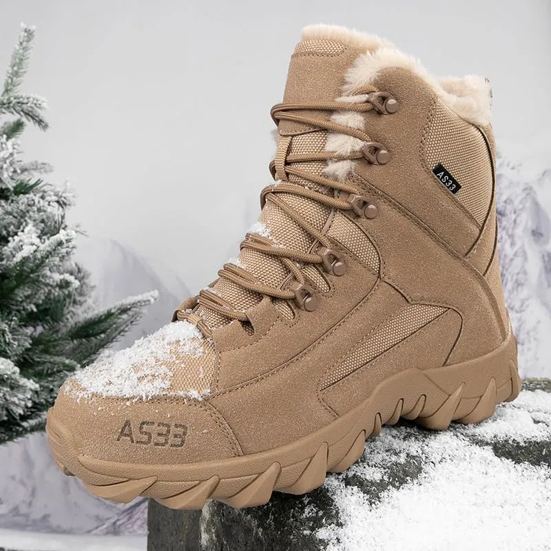 Winter Snow Boots Waterproof Military Training Fur Lined Anti Slip Warm Boots Thickened Cotton Walking Ankle Boots For Man