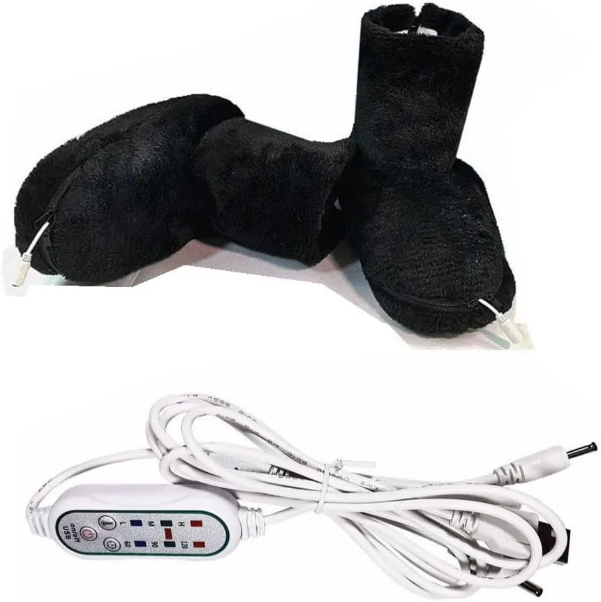 Winter Warm USB Heated Booties Electric Heating Foot Warmer Slippers High Ankle Snow Boots Non-Slip Indoor House Shoes