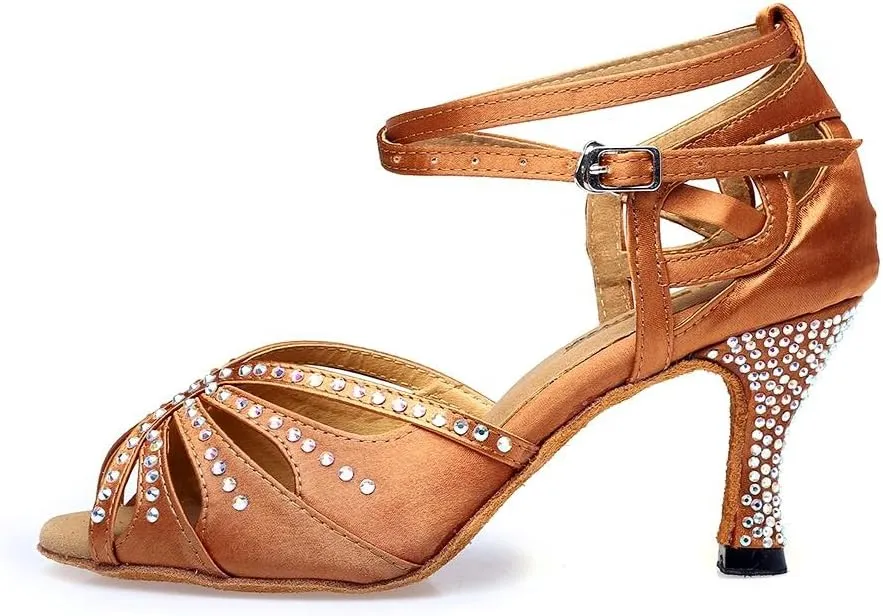 Women Rhinestone Ballroom Dance Shoes Latin Salsa Performance Dance Shoes