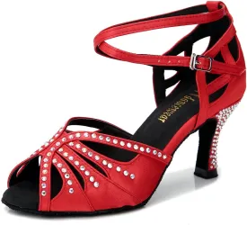 Women Rhinestone Ballroom Dance Shoes Latin Salsa Performance Dance Shoes