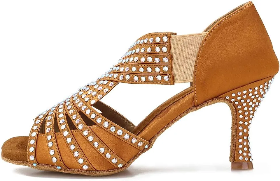 Women Rhinestone Dance Shoes Ballroom Latin Salsa Bachata Performance Dance Dancing Shoes