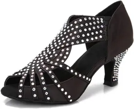 Women Rhinestone Dance Shoes Ballroom Latin Salsa Bachata Performance Dance Dancing Shoes