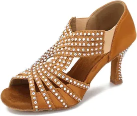 Women Rhinestone Dance Shoes Ballroom Latin Salsa Bachata Performance Dance Dancing Shoes