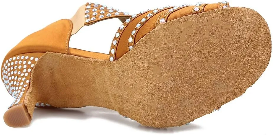 Women Rhinestone Dance Shoes Ballroom Latin Salsa Bachata Performance Dance Dancing Shoes